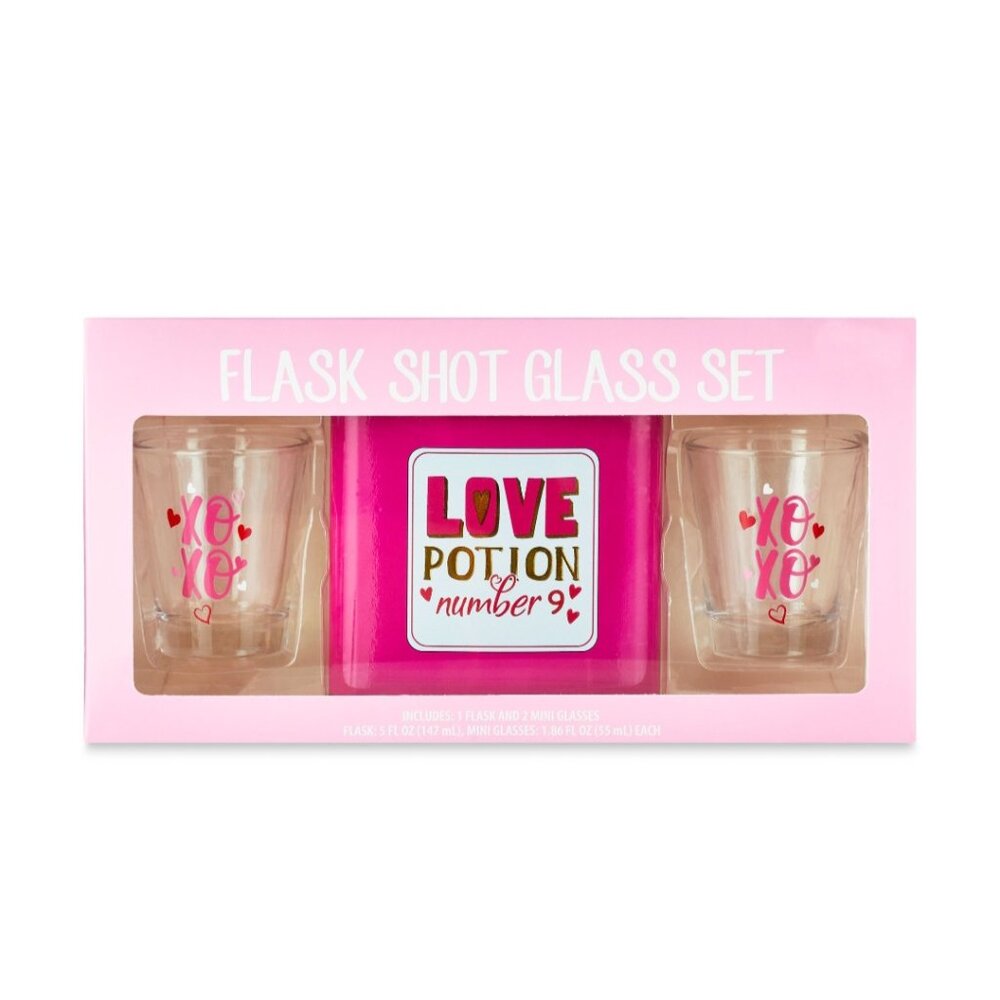 WAY TO CELEBRATE Valentine's Day Flask and Shot Glass Set